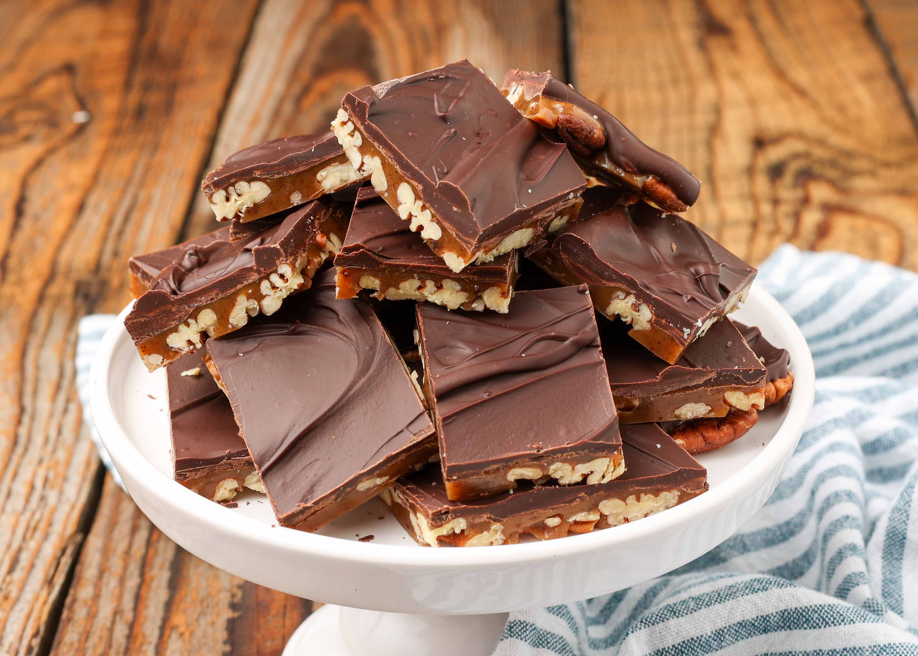 Shortcut Chocolate Caramel Turtle Bark for Festive Plates